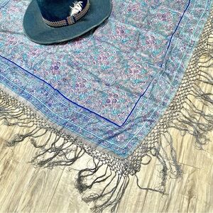 Fringe SILK boho scarf/body wrap w shabby chic prairie country farmhouse vibe